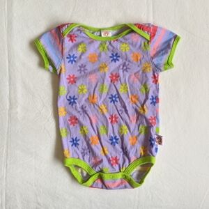 little missmatched colorful stripes & floral bodysuit diaper shirt 9 months baby
